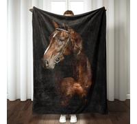 Super Soft Warm Horse Throw Blanket - Lightweight Cozy Flannel Print for Bed, Couch, Sofa, Office Decor - Gifts for Horse Lovers, Girls, Boys, Women, Men - 50"x40"