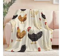 Super Soft Warm Sherpa Blanket 39" x 51", All Season Use Retro Minimalist Animals Chicken Printed Throw for Kids Teens Adults - Fluffy Flannel for Living Room and Bedroom Bed Sofa Color