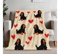 Super Soft Warm Sherpa Blanket 50" x 60", All Season Use Simple Cute Love Animals Dogs Printed Throw for Kids Teens Adults - Fluffy Flannel for Living Room and Bedroom Bed Sofa Color