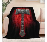 Super Soft Warm Sherpa Blanket 50" x 60", All Season Use Viking Nordic Mythology Hammer Printed Throw for Kids Teens Adults - Fluffy Flannel for Living Room and Bedroom Bed Sofa Color