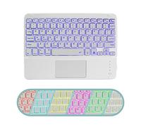 Super Space Wireless Bluetooth Keyboard with Touchpad for iPad - 7 Colors Backlit - Tablet Rechargeable Pro/iPad Air/iPad Mini and Other iOS Android Windows Devices, white