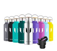 Super Sparrow Stainless Steel Water Bottle Kids - 500ml - Insulated Metal Water Bottles - Standard Mouth Flask - BPA Free - Straw Bottle for Work, Gym, Sports - 2 Lids