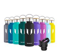 Super Sparrow Stainless Steel Water Bottle Kids - 500ml - Insulated Metal Water Bottles - Standard Mouth Flask - BPA Free - Straw Bottle for Work, Gym, Sports - 2 Lids