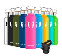 Super Sparrow Water Bottle Stainless Steel - 1000ml - Insulated Metal Water Bottles - Standard Mouth Flask - BPA Free - Straw Bottle for Work, Gym, Sports - 2 Lids