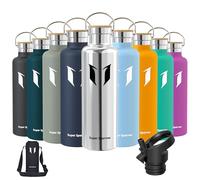 Super Sparrow Water Bottle Stainless Steel - 1000ml - Vacuum Insulated Metal Water Bottle - Standard Mouth Flask - BPA Free - Straw Water Bottle for Work, Gym, Travel, Sports