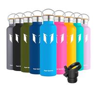 Super Sparrow Water Bottle Stainless Steel - 1000ml - Insulated Metal Water Bottles - Standard Mouth Flask - BPA Free - Straw Bottle for Work, Gym, Sports - 2 Lids