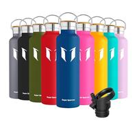 Super Sparrow Water Bottle Stainless Steel - 1000ml - Insulated Metal Water Bottles - Standard Mouth Flask - BPA Free - Straw Bottle for Work, Gym, Sports - 2 Lids