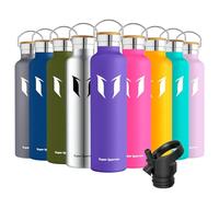 Super Sparrow Water Bottle Stainless Steel - 1000ml - Insulated Metal Water Bottles - Standard Mouth Flask - BPA Free - Straw Bottle for Work, Gym, Sports - 2 Lids