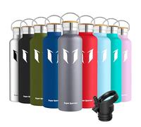 Super Sparrow Water Bottle Stainless Steel - 1000ml - Insulated Metal Water Bottles - Standard Mouth Flask - BPA Free - Straw Bottle for Work, Gym, Sports - 2 Lids