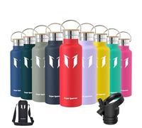 Super Sparrow Water Bottle Stainless Steel - 620ml - Insulated Metal Water Bottles - Standard Mouth Flask - BPA Free - Straw Bottle for Work, Gym, Sports - 2 Lids