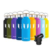 Super Sparrow Water Bottle Stainless Steel - 620ml - Insulated Metal Water Bottles - Standard Mouth Flask - BPA Free - Straw Bottle for Work, Gym, Sports - 2 Lids