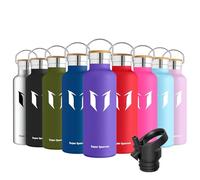 Super Sparrow Water Bottle Stainless Steel - 620ml - Insulated Metal Water Bottles - Standard Mouth Flask - BPA Free - Straw Bottle for Work, Gym, Sports - 2 Lids