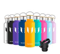 Super Sparrow Water Bottle Stainless Steel - 620ml - Insulated Metal Water Bottles - Standard Mouth Flask - BPA Free - Straw Bottle for Work, Gym, Sports - 2 Lids