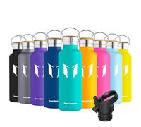 Super Sparrow Water Bottle Stainless Steel - 620ml - Insulated Metal Water Bottles - Standard Mouth Flask - BPA Free - Straw Bottle for Work, Gym, Sports - 2 Lids