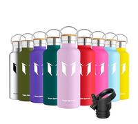 Super Sparrow Water Bottle Stainless Steel - 620ml - Insulated Metal Water Bottles - Standard Mouth Flask - BPA Free - Straw Bottle for Work, Gym, Sports - 2 Lids