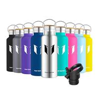 Super Sparrow Water Bottle Stainless Steel - 620ml - Insulated Metal Water Bottles - Standard Mouth Flask - BPA Free - Straw Bottle for Work, Gym, Sports - 2 Lids
