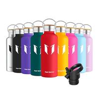 Super Sparrow Water Bottle Stainless Steel - 620ml - Insulated Metal Water Bottles - Standard Mouth Flask - BPA Free - Straw Bottle for Work, Gym, Sports - 2 Lids