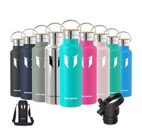 Super Sparrow Water Bottle Stainless Steel - 620ml - Insulated Metal Water Bottles - Standard Mouth Flask - BPA Free - Straw Bottle for Work, Gym, Sports - 2 Lids