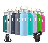 Super Sparrow Water Bottle Stainless Steel - 750ml - Insulated Metal Water Bottles - Standard Mouth Flask - BPA Free - Straw Bottle for Work, Gym, Sports - 2 Lids