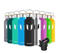 Super Sparrow Water Bottle Stainless Steel - 750ml - Insulated Metal Water Bottles - Standard Mouth Flask - BPA Free - Straw Bottle for Work, Gym, Sports - 2 Lids