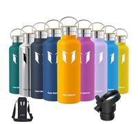 Super Sparrow Water Bottle Stainless Steel - 750ml - Insulated Metal Water Bottles - Standard Mouth Flask - BPA Free - Straw Bottle for Work, Gym, Sports - 2 Lids
