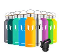 Super Sparrow Water Bottle Stainless Steel - 750ml - Insulated Metal Water Bottles - Standard Mouth Flask - BPA Free - Straw Bottle for Work, Gym, Sports - 2 Lids