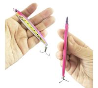 Super Sprat Sea Fishing Lure UV Jig Trout 3D Mackerel Bass Minnow 40g Long Cast Distance Cod Pollock Silver Holographic Pier Beach Metal Minnow Deep Spoon Pike Spinner Sandeel (Pink and Gold Sardine)