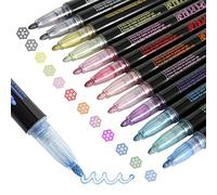 Super Squiggles Outline Markers-12 Colors Super Squiggles Shimmer Markers,Outline Markers Double Line Pen,Outline Markers Self-Outline Metallic Markers