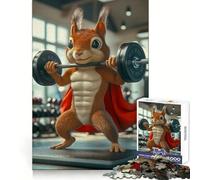 Super Squirrel Lifting Weights 1000 Piece Jigsaw Puzzle for Teenagers Reason Skill Toy Stress Free Exact Cut Lovely Present (38x52cm)