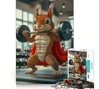 Super Squirrel Lifting Weights 1000 Piece Jigsaw Puzzle for Teenagers Reason Skill Toy Stress Free Exact Cut Lovely Present (38x52cm)