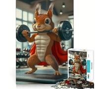 Super Squirrel Lifting Weights 1000 Piece Jigsaws for Teenagers Puzzle Memory Gain Relaxing Fun Design Assembly Warm Surprise (38x26cm)