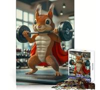 Super Squirrel Lifting Weights Hard Jigsaw Puzzle for Adults 1000 Pieces Strengthen Recall Stress Release Premium Edge Fine Art Piece (50x75cm)