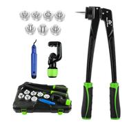 Super Stars Copper Pipe Expander Tube Expander Handhold Pump Type HVAC Swaging Tool, with Tube Cutter, Deburring Tool and 7 Expander Heads for 3/8 to 1-1/8 Inches Copper Pipes