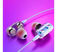 Super Stereo Earphone 3.5mm Headphone Headset HIFI In Earbuds ear With Mic Bluetooth for Working Out (White, One Size)