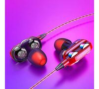 Super Stereo Earphone 3.5mm Headphone Headset HIFI In Earbuds ear With Mic Bluetooth for Working Out (Red, One Size)