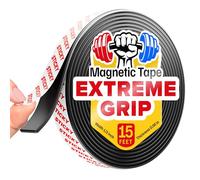 Super Sticky Magnetic Tape (15 feet x 0.5 inch) - Stong Magnet Strip with Adhesive Backing for DIY & Crafts - Easy to Cut and Mount on Fridges, Whiteboards & More