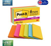Super Sticky Notes, 540 Sheets - Vibrant Carnival Colors, Eco-Friendly Pack of 6