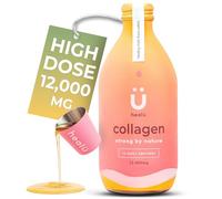Super-Strength Liquid Collagen 12,000mg - Tropical - Pure Hydrolysed Peptides for Women Skin, Hair, Nails - Grass-fed Bovine with Vitamin C, Zinc, Manganese - Made in UK- 330ml