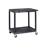 Super Strength Multi Purpose Trolley; 2 Shelves; Swivel Castors; Black