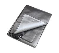 Super Strengthened Waterproof Tarpaulin with Eyelets, SILVER Sheet 260GSM, Very Strong Cover, Reinforcing Mesh, Ideal to cover Garden Furniture, Camping, Roof Cover ([m] 2.9 x 2.9 || 9.5' x 9.5')