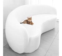 Super Stretch White SemiCircular Sofa Cover Washable Furniture Protector for Dogs Curved Couch Slipcover Durable Elastic Fit Easy Care