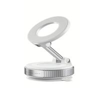 Super strong N52 magnetic phone holder, upgraded aluminum alloy material, 360° rotating folding design, with vacuum suction cup(White)