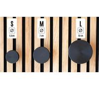 Super Strong Solid Round Coat Hanger for Acoustic Panels | 3 Sizes 50/70/100mm | Optional L-Shape Hook | No Drill Mounting | Fits Panels with 12-15mm Slat Gaps (Round Hanger - M, 12mm)