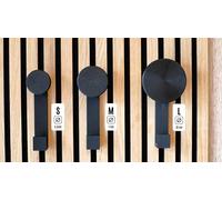 Super Strong Solid Round Coat Hanger for Acoustic Panels | 3 Sizes 50/70/100mm | Optional L-Shape Hook | No Drill Mounting | Fits Panels with 12-15mm Slat Gaps (Round+Hook - S, 15mm)