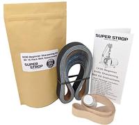Super Strop 1X30 Beginner Knife Sharpening Belt Kit W/ 15 Pack Sanding Belt Assortment and 1X30 Leather Honing Belt Detailed Instructions Included
