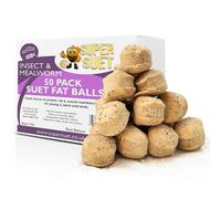 Super Suet Premium High Fat Suet Pellets Ultra High Energy Insect & Mealworm Special Blend Bird Feed ideal for all Garden Birds Food. (4.25kg, 50 Fat Balls)