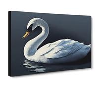 Super Swan Canvas Print | Gallery Wrapped 30mm Frame Wall Art | 30x20 inches | Ready to Hang | Contemporary Bird Picture | Living Room Bedroom Lounge Office