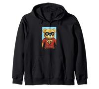 Super Teddy Cute Superhero Bear Zip Hoodie
