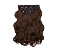 LullaBellz Super Thick 22" 5 Piece Natural Wavy Clip In Hair Extensions Chocolate Brown