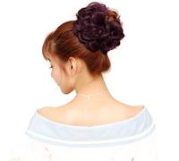 Super Thick Scrunchies Extension Curly Messy Bun Hair Pieces for Women Donut Updo Ponytail Hair Chignons Dark Purple